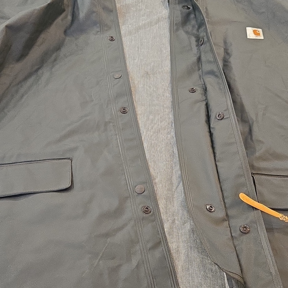 NWT Carhartt Hooded Waterproof Lightweight Rain Coat Mens 3XL Tall Olive Green - Picture 9 of 13